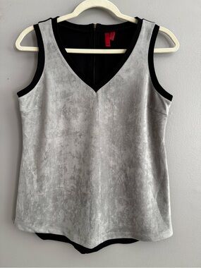 5/48 V-Neck Silver faux suede Tank
